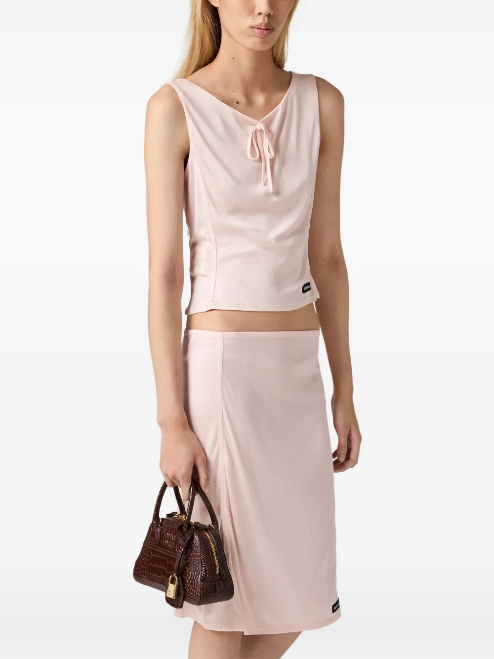 Miu silk jersey top Roze