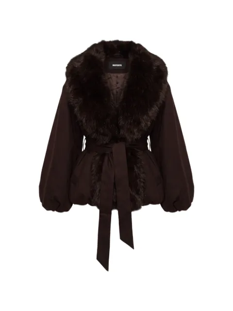 ROTATE BIRGER CHRISTENSEN faux fur-collar jacket brown