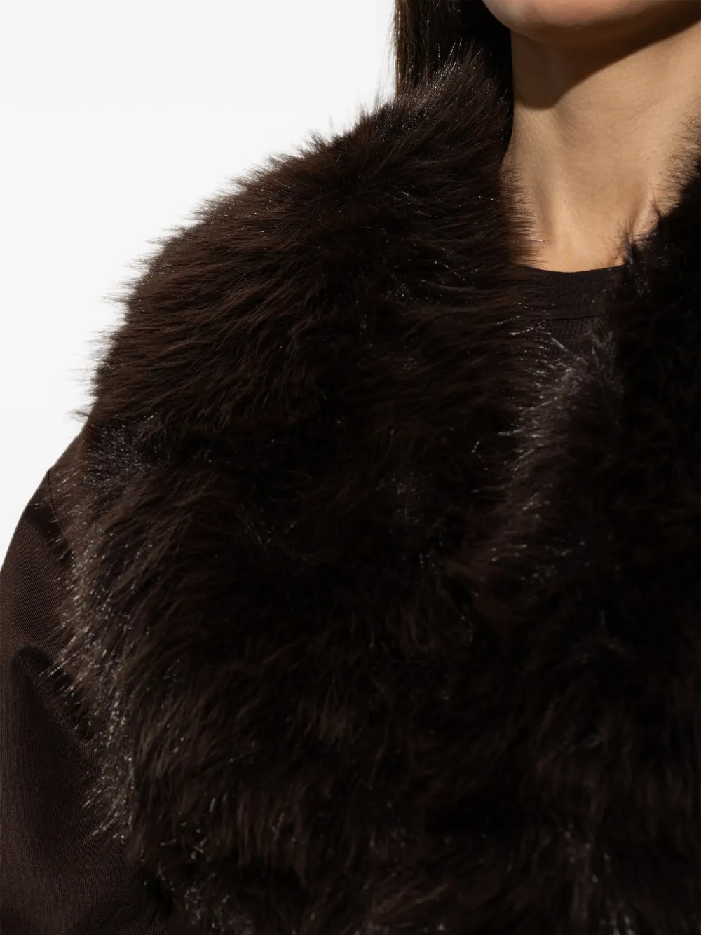 ROTATE BIRGER CHRISTENSEN faux fur-collar jacket brown Bruin