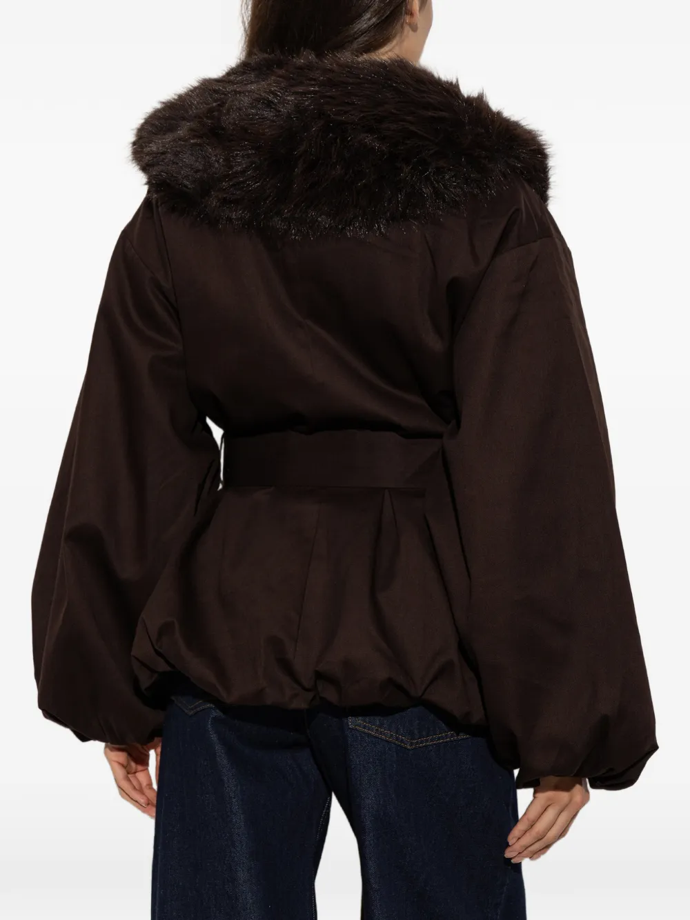 ROTATE BIRGER CHRISTENSEN faux fur-collar jacket brown Bruin