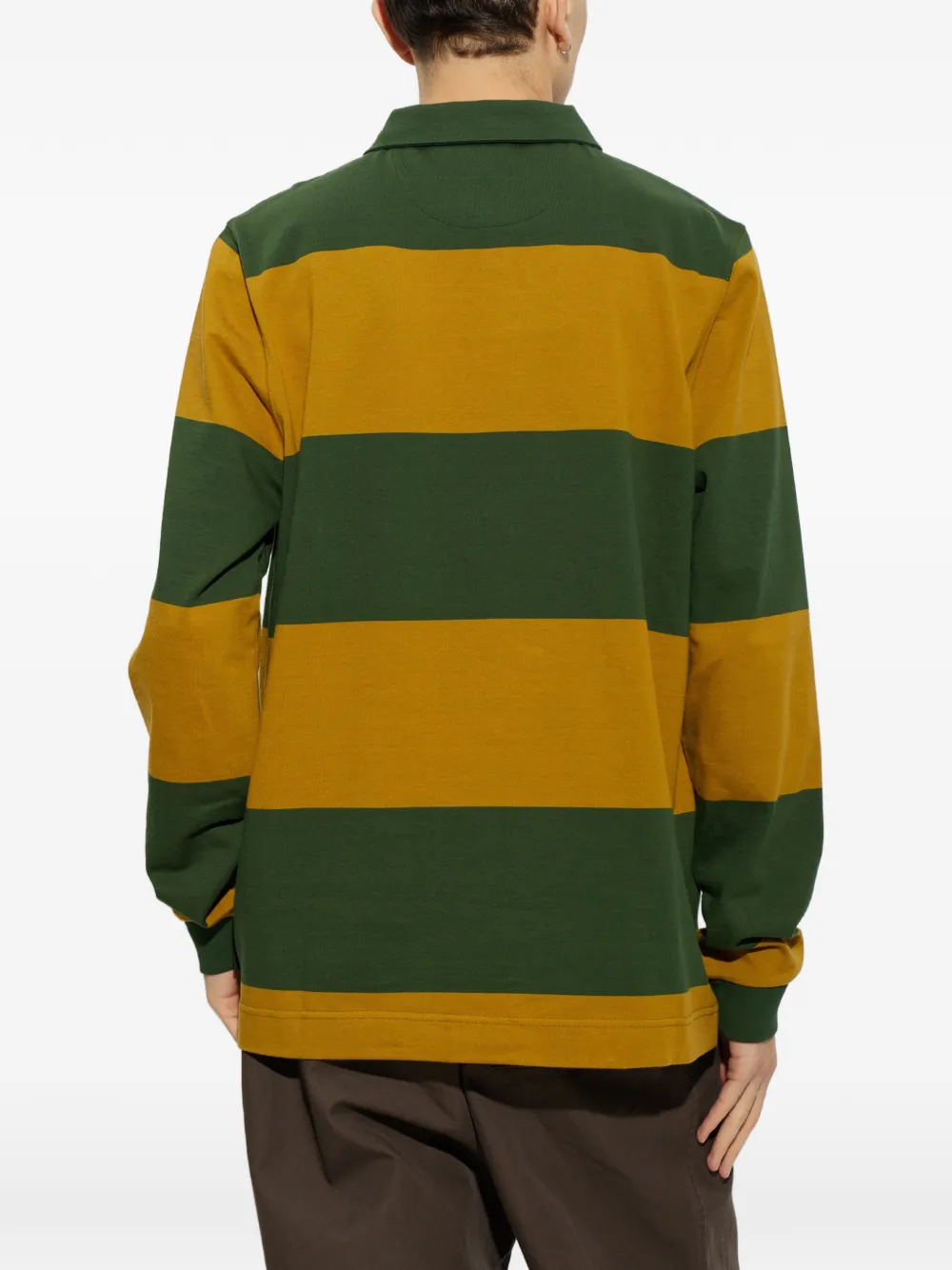 PS Paul Smith striped long-sleeve polo shirt Groen