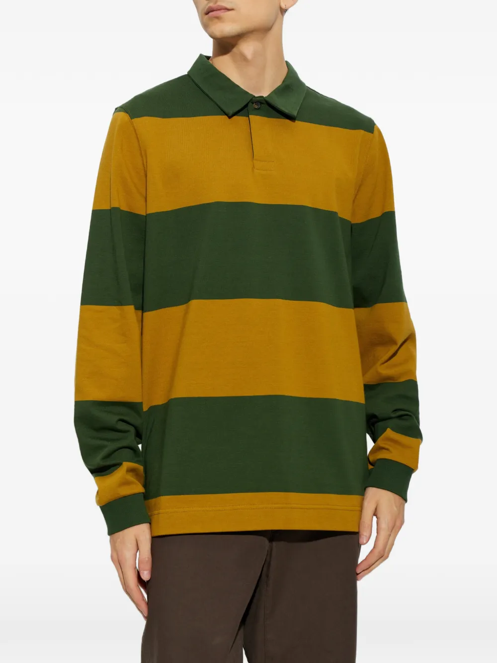 PS Paul Smith striped long-sleeve polo shirt Groen