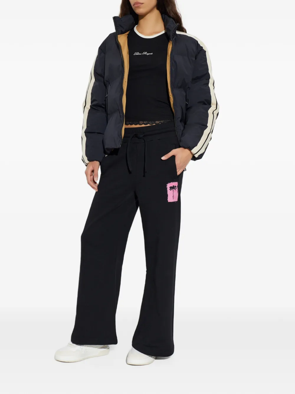 Palm Angels padded side-stripe jacket Zwart