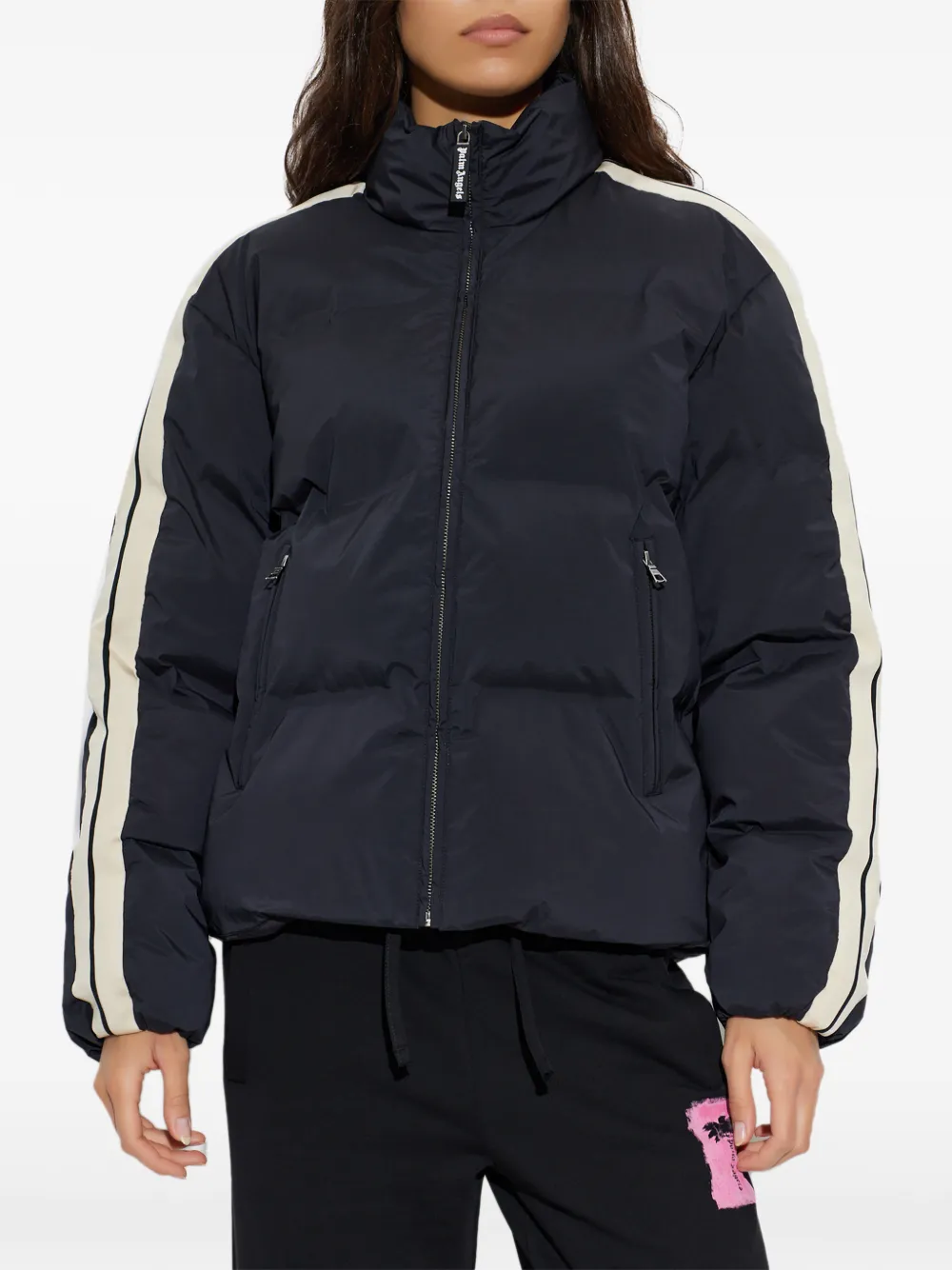 Palm Angels padded side-stripe jacket Zwart