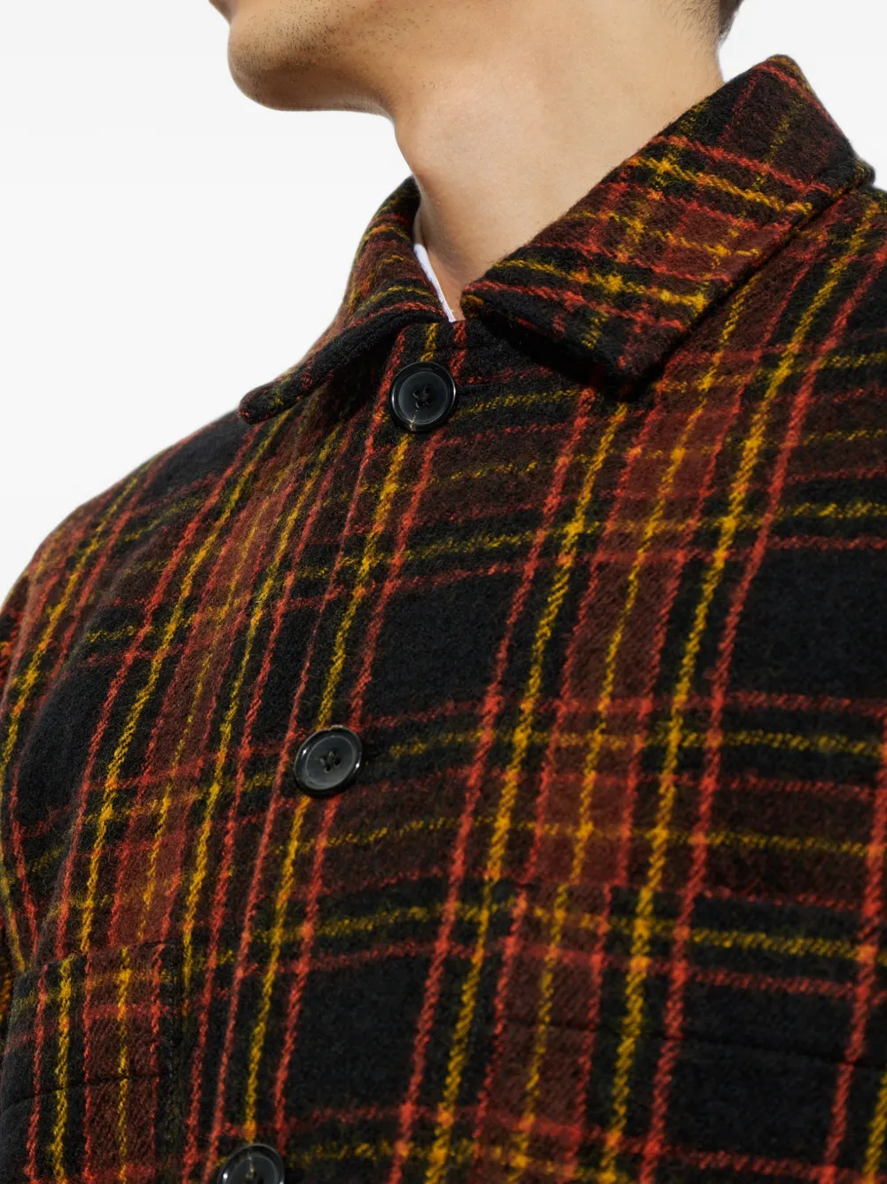 PS Paul Smith tartan wool shirt jacket Zwart