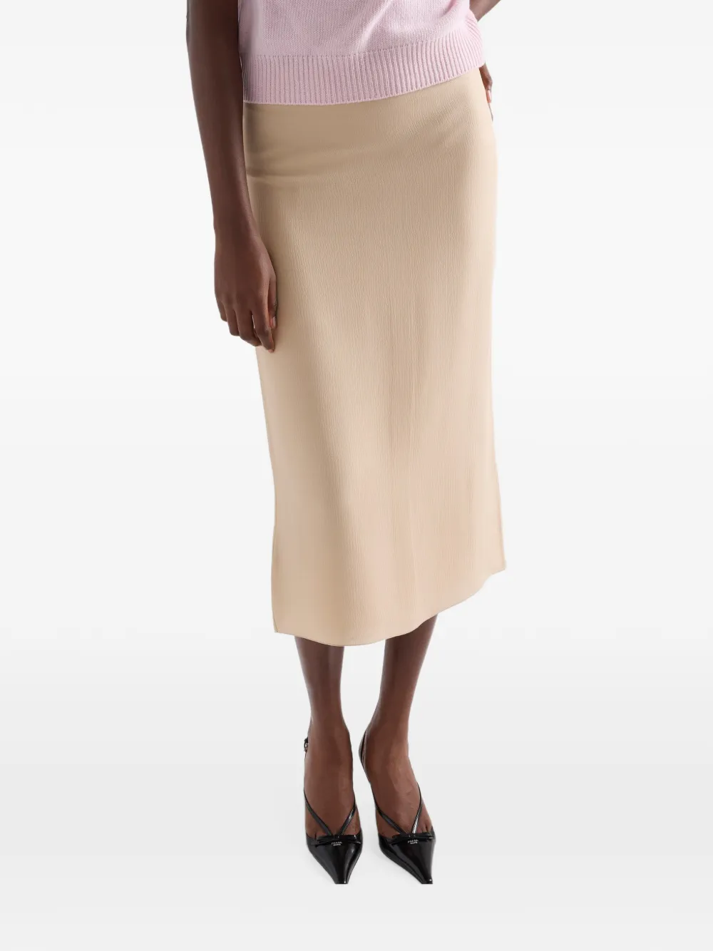 Prada triple-chiffon midi skirt Beige