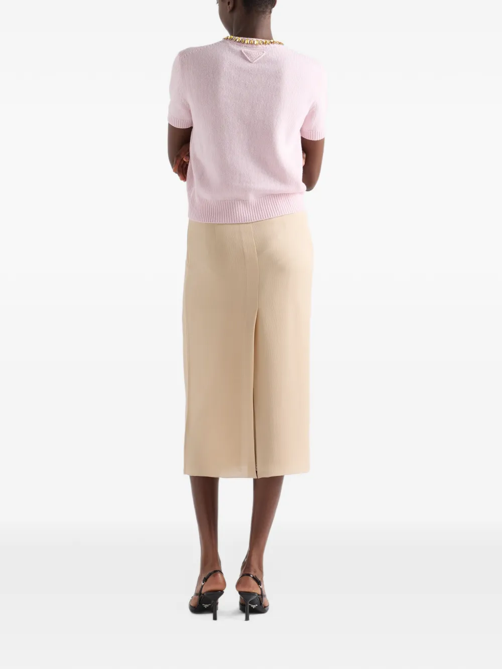 Prada triple-chiffon midi skirt Beige