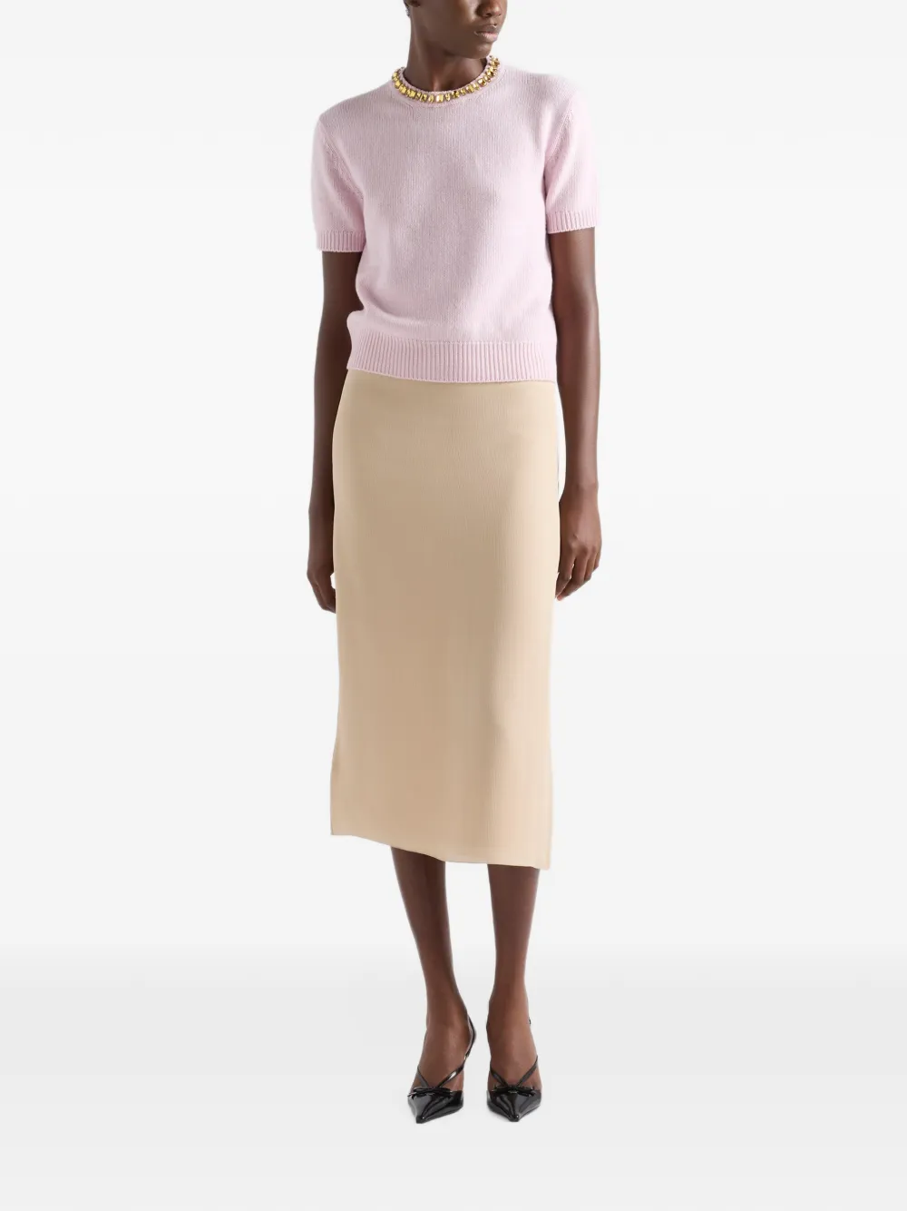 Prada triple-chiffon midi skirt Beige
