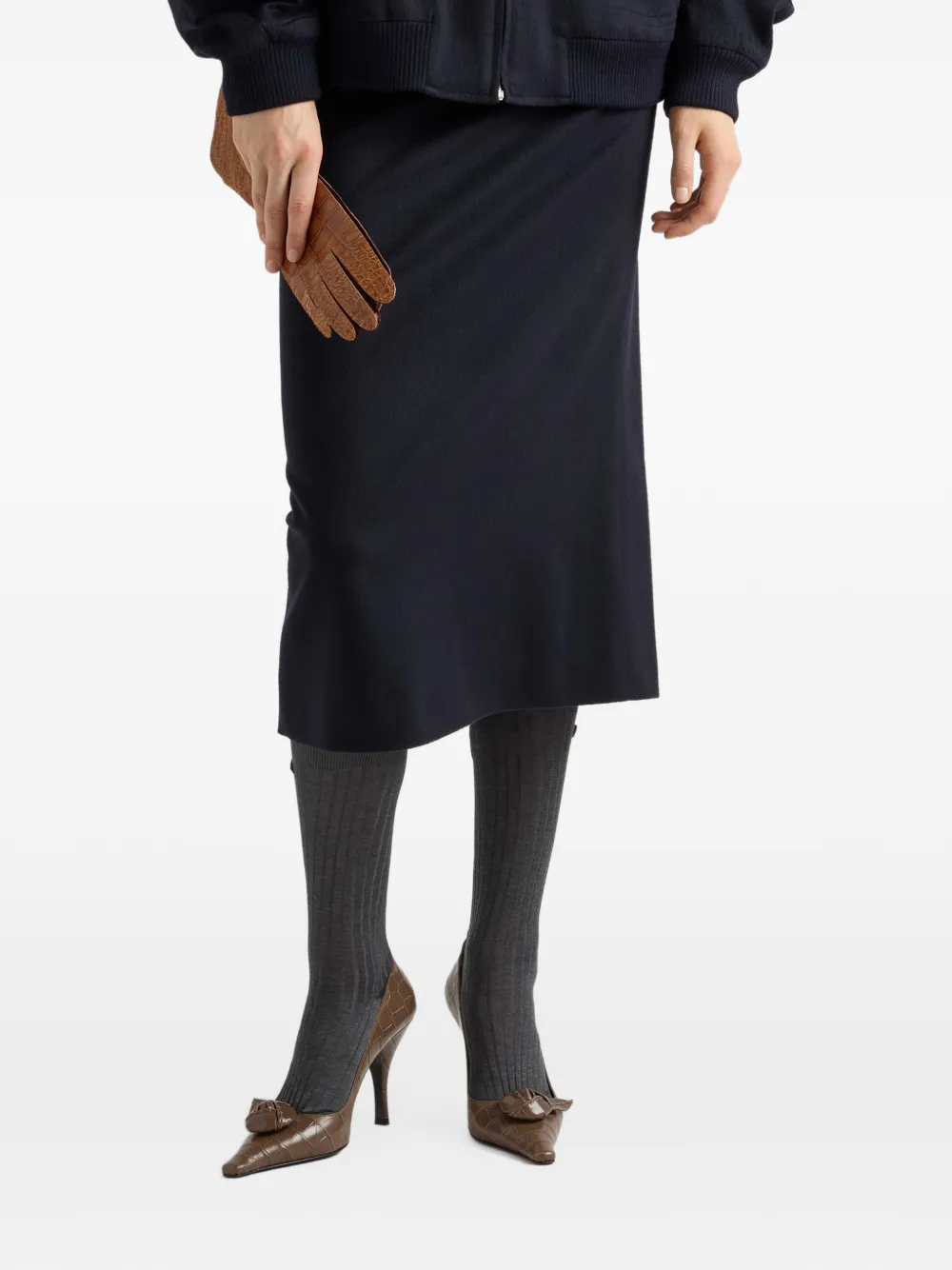 Prada double-cashmere midi skirt Blauw