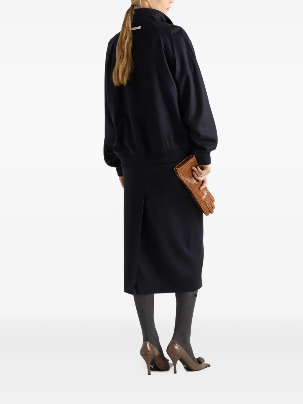 Prada double-cashmere midi skirt Blauw