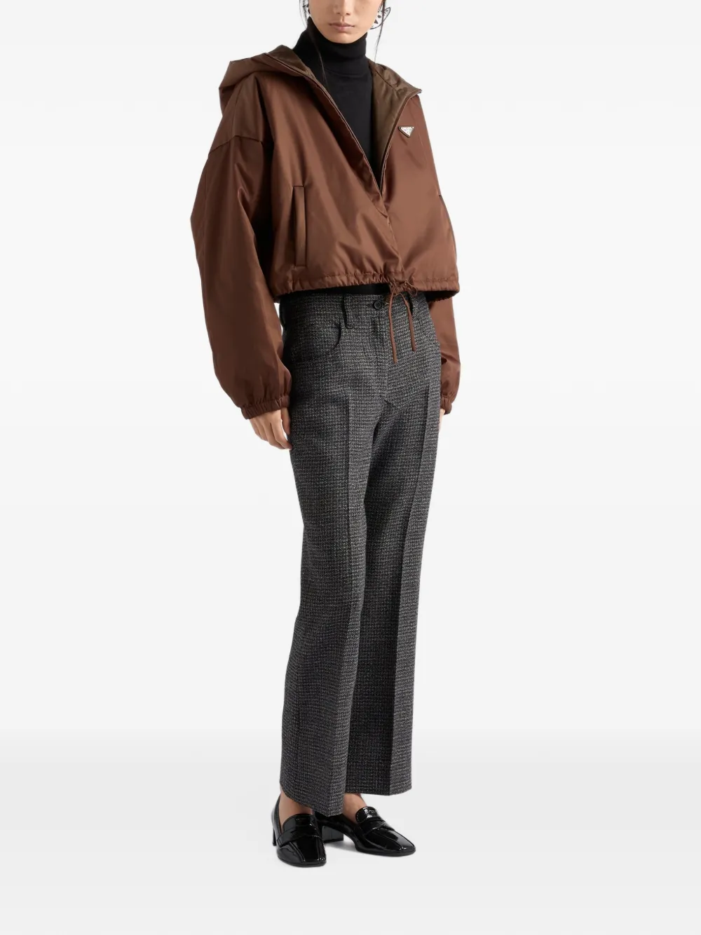 Prada Re-Nylon hooded blouson jacket Bruin