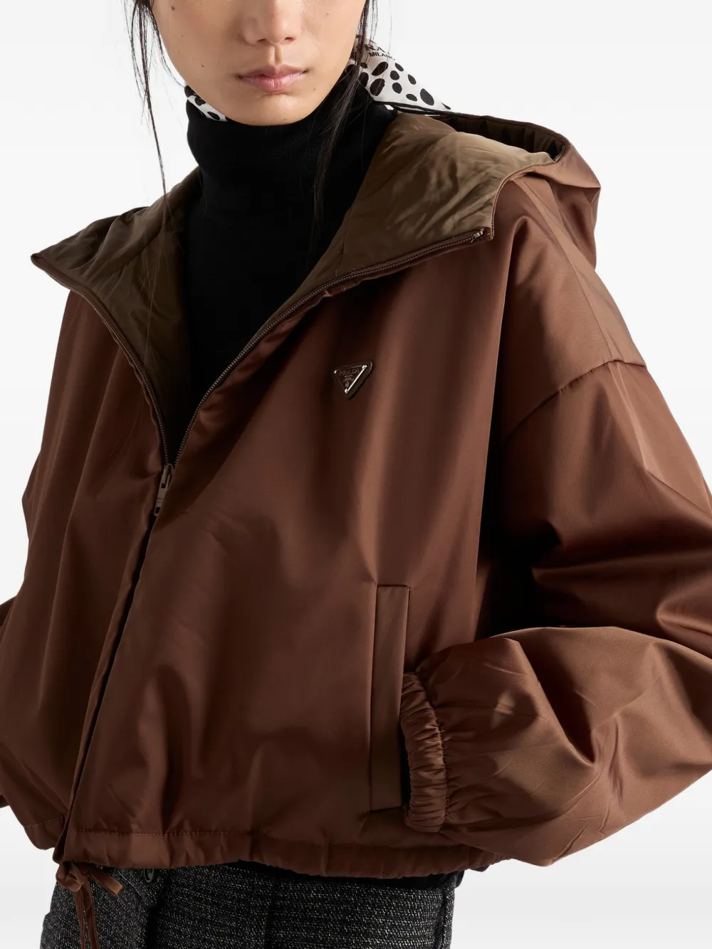 Prada Re-Nylon hooded blouson jacket Bruin