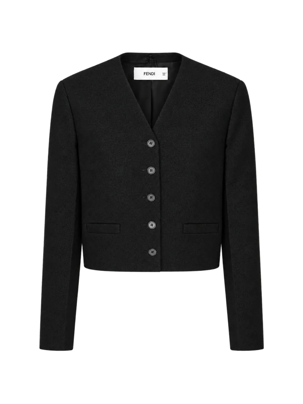 FENDI black bouclé wool jacket Zwart