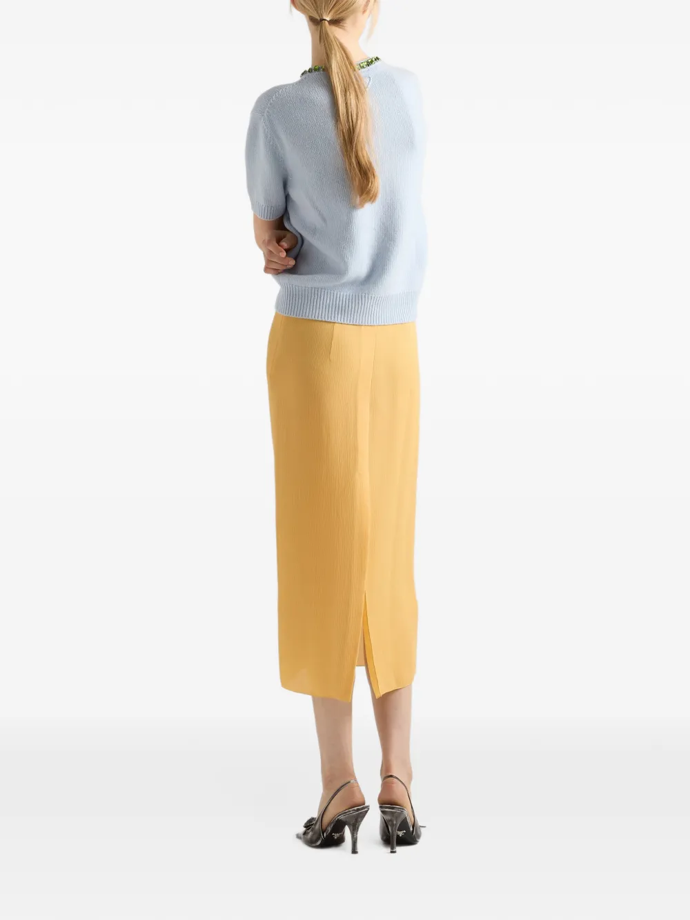 Prada triple-chiffon midi skirt Geel