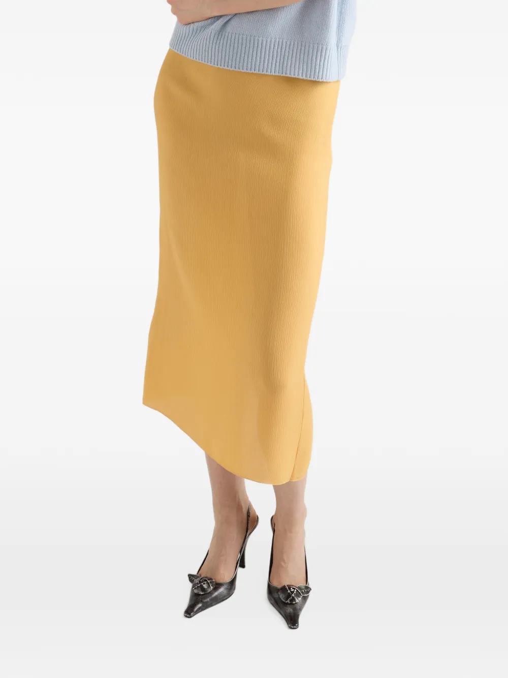 Prada triple-chiffon midi skirt Geel