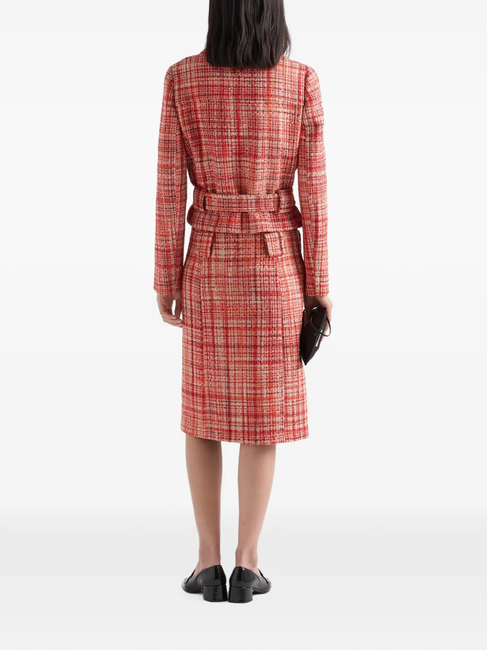 Prada tweed midi skirt Rood