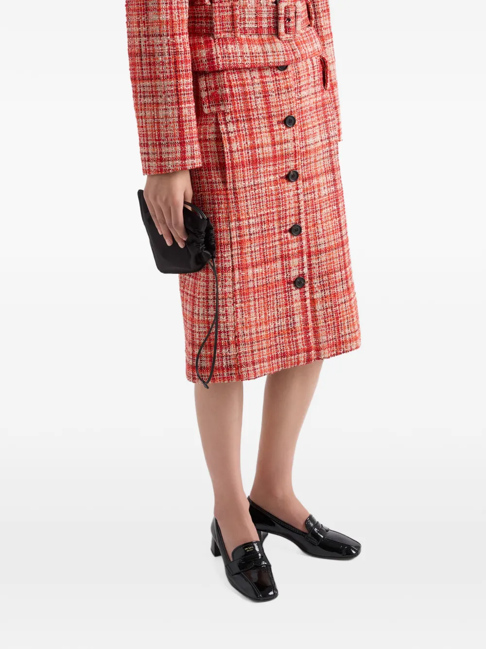 Prada tweed midi skirt Rood