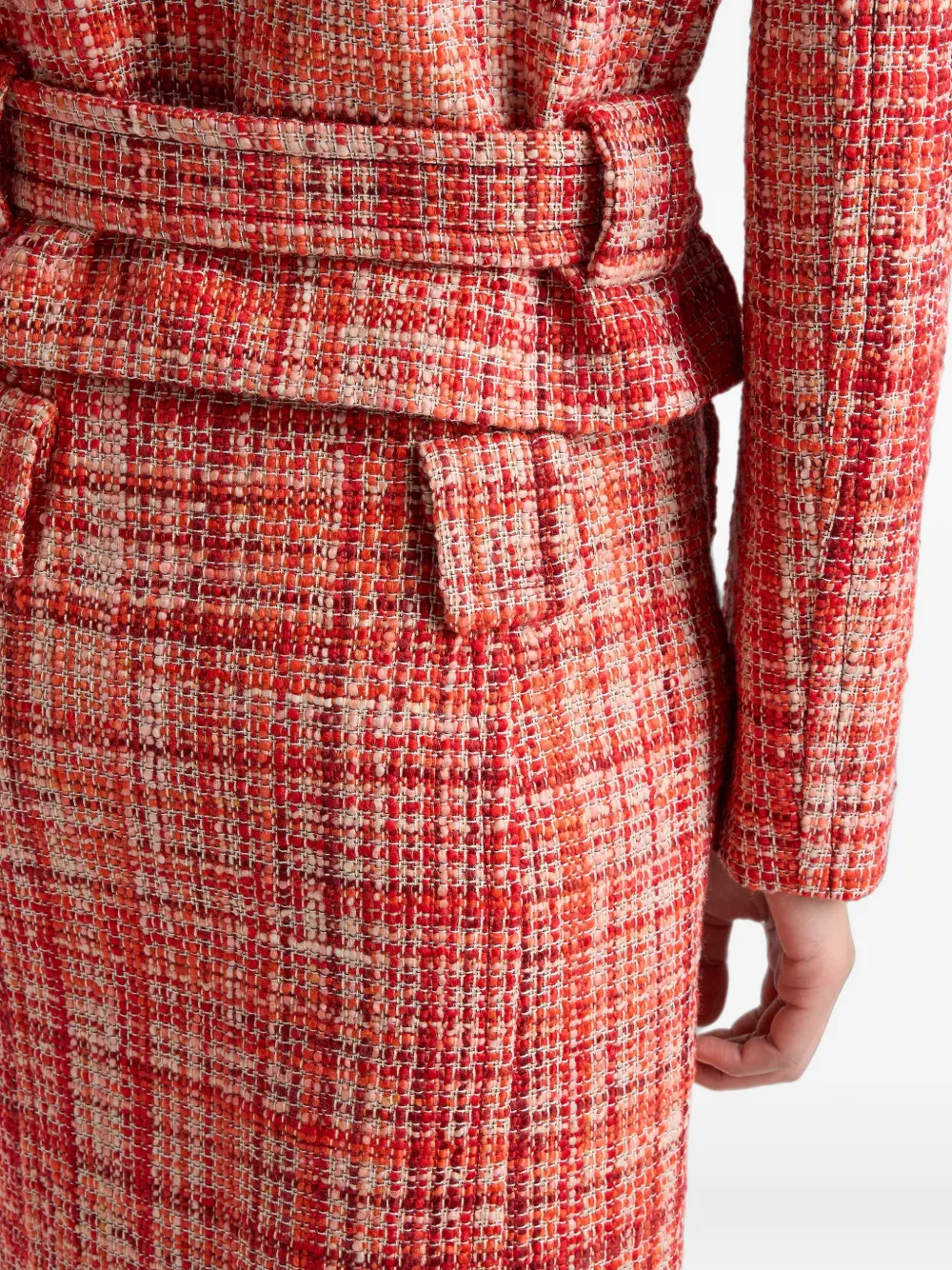 Prada tweed midi skirt Rood