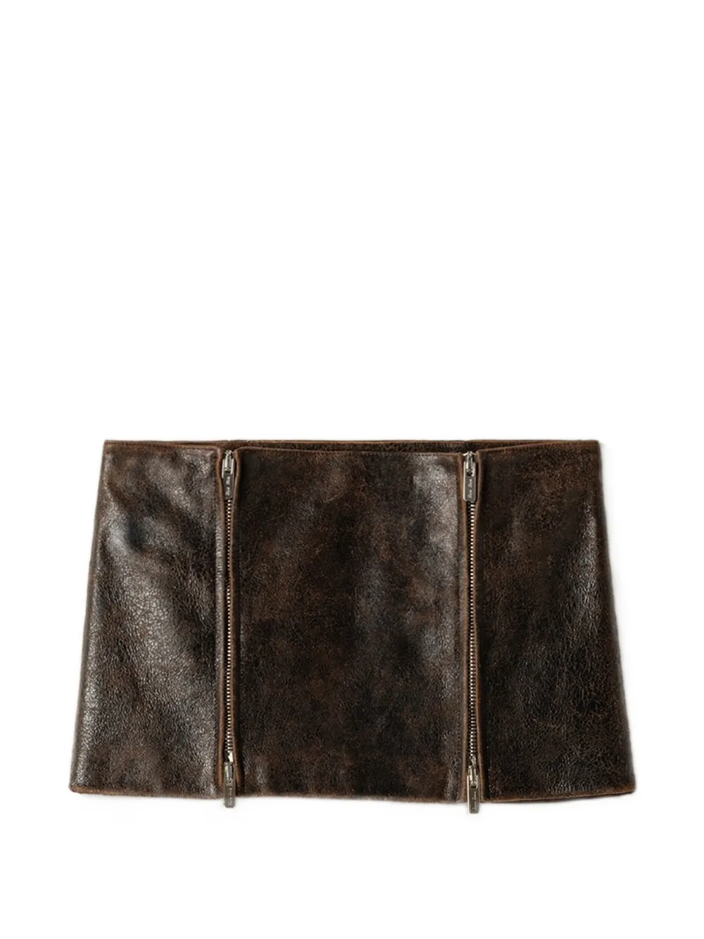 Miu Miu Minigonna in pelle scamosciata cerata - Marrone