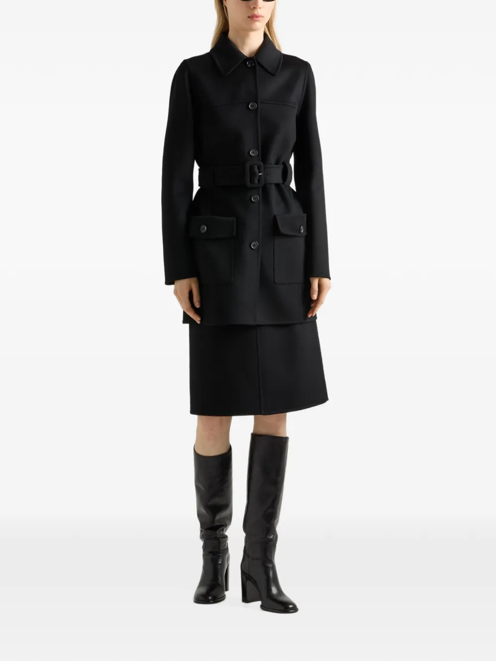 Prada double-cloth midi skirt Zwart