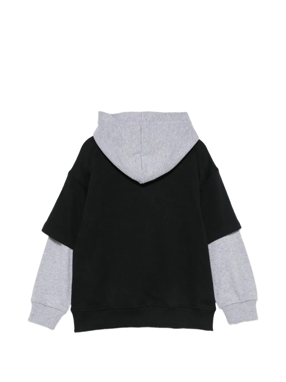 Moschino Kids logo-print layered-effect hoodie Zwart