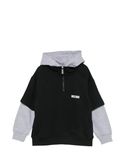 Moschino Kids logo-print layered-effect hoodie