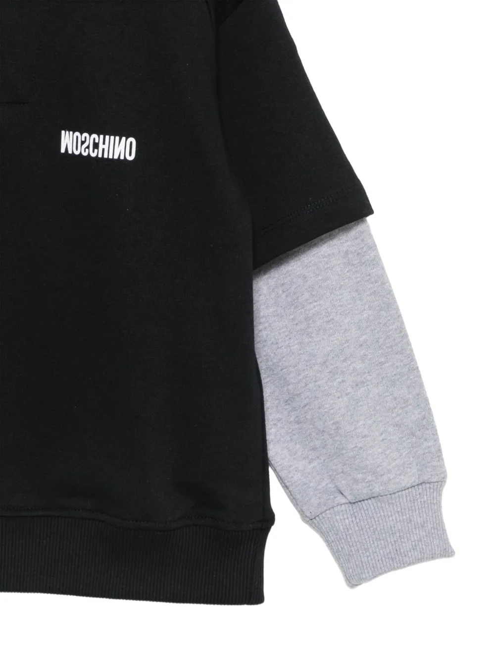 Moschino Kids logo-print layered-effect hoodie Zwart