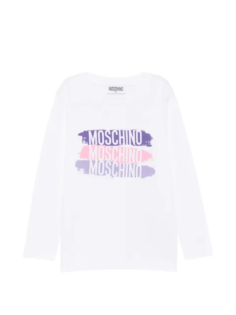 Moschino Kids playera manga larga con logo estampado