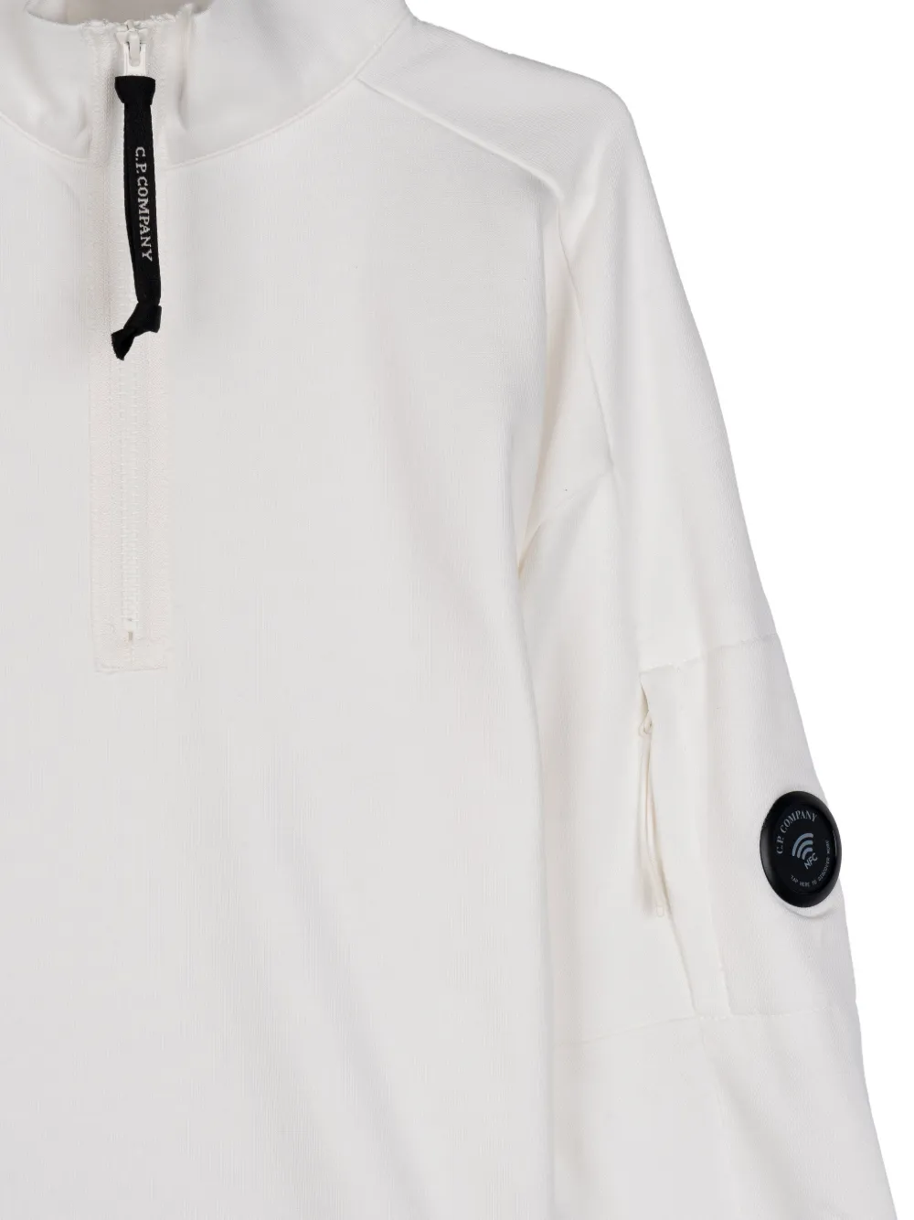 C.P. Company Diagonal Raised fleece lens sweater Wit