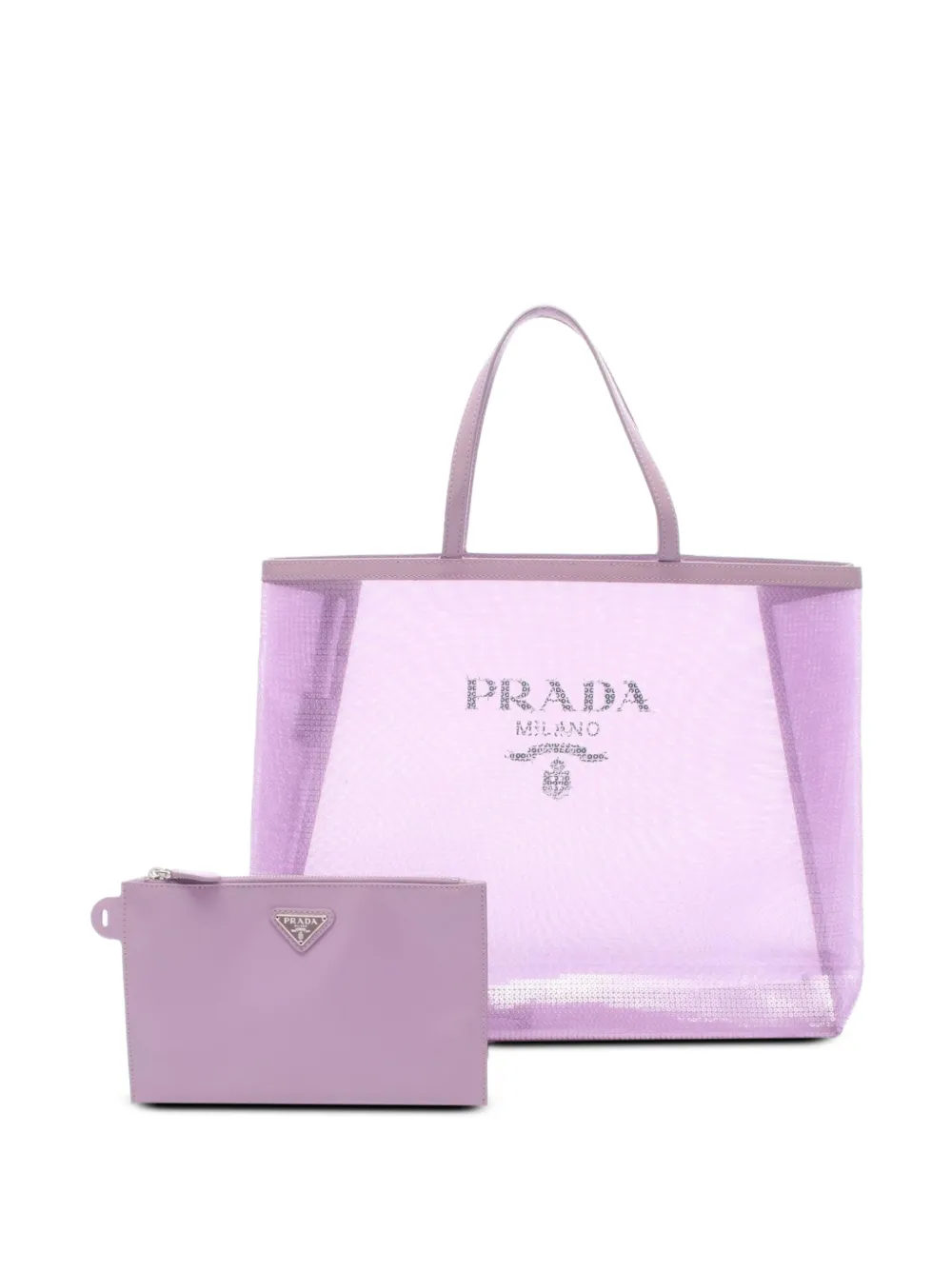 Prada Pre-Owned 2013-2026 Mesh and Sequins Logo tote bag - Violet