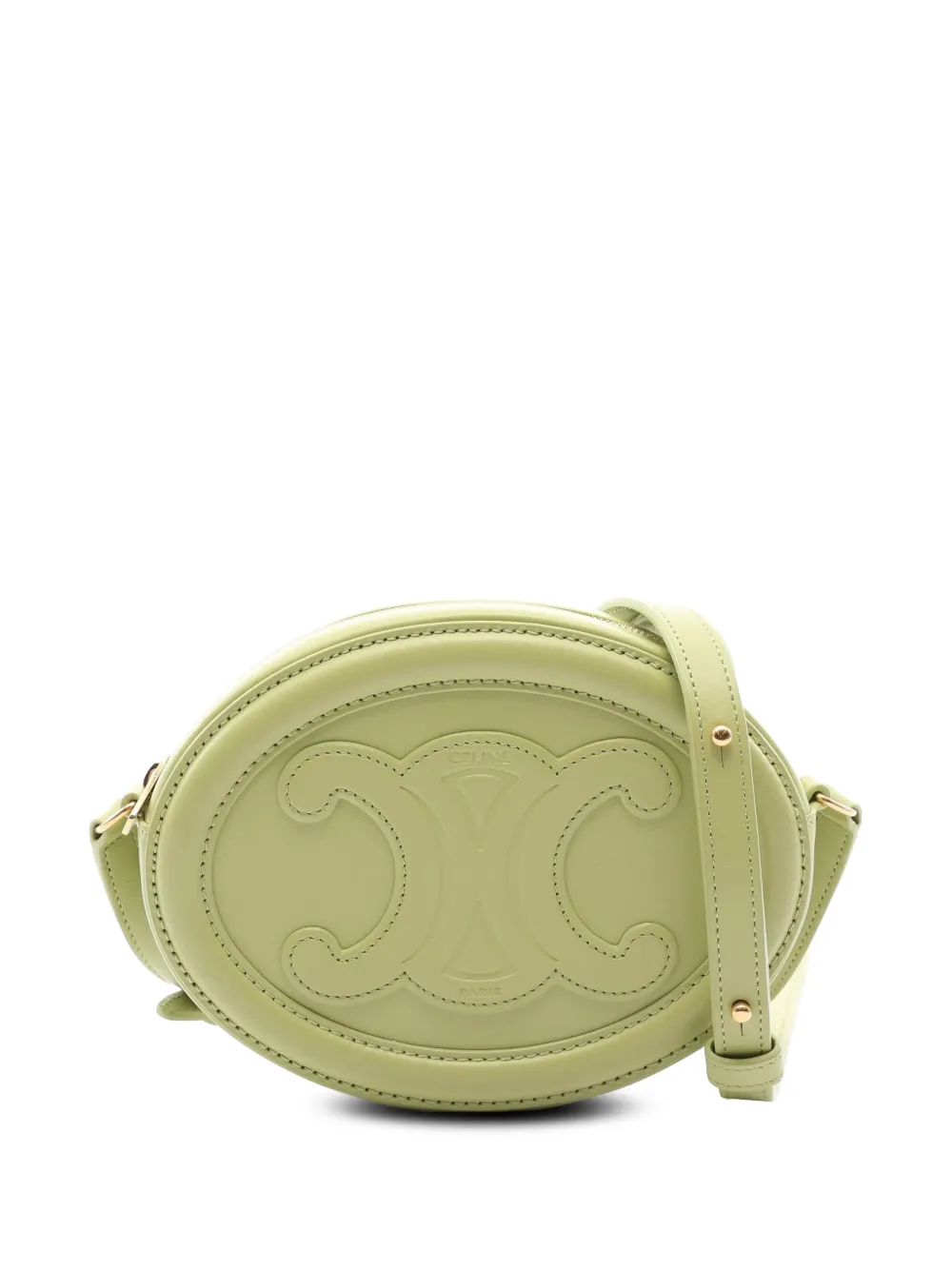 Celine Pre-Owned 2015-2026 Small Calfskin Cuir Triomphe Oval crossbody bag - Green
