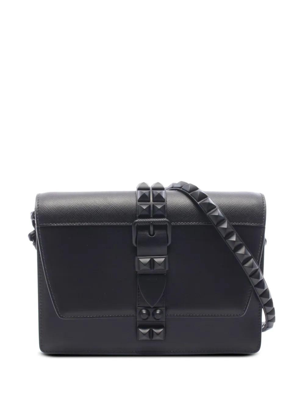 Prada Pre-Owned 2012-2026 City Calfskin and Saffiano Studded Elektra crossbody bag - Nero