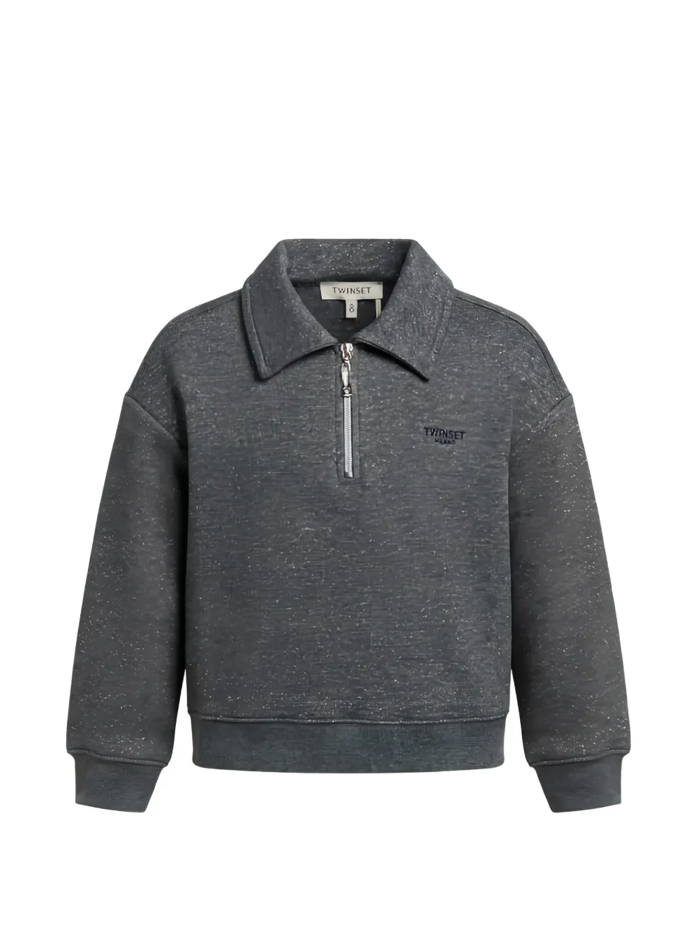 TWINSET Kids quarter-zip logo-embroidered sweater - Grigio