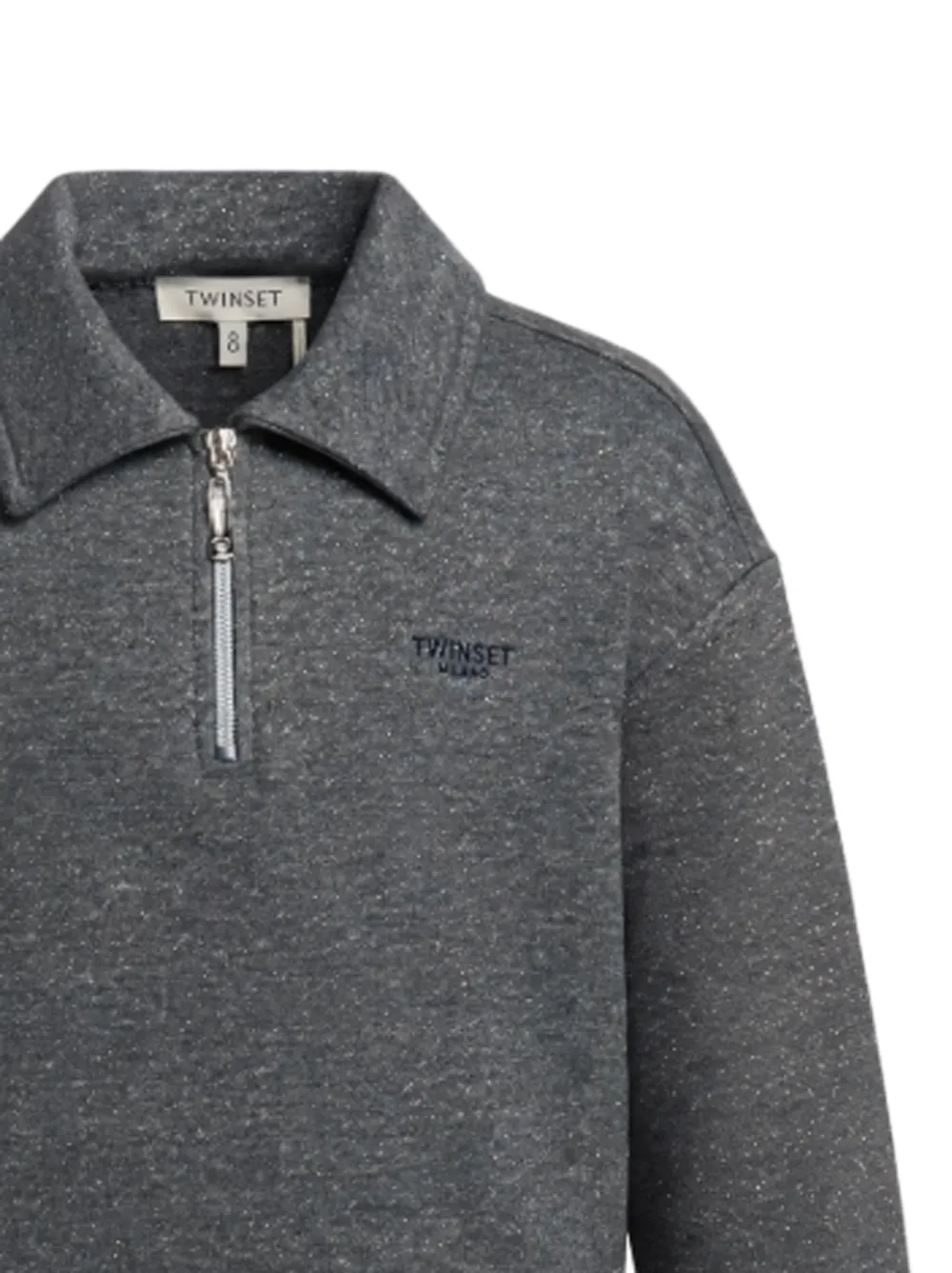 TWINSET Kids quarter-zip logo-embroidered sweater Grijs