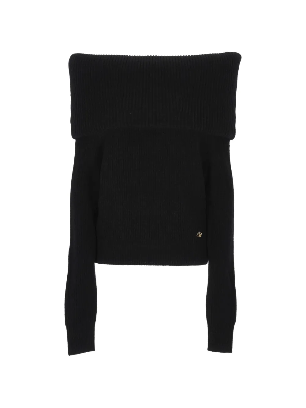Blumarine off-shoulder ribbed sweater - Schwarz
