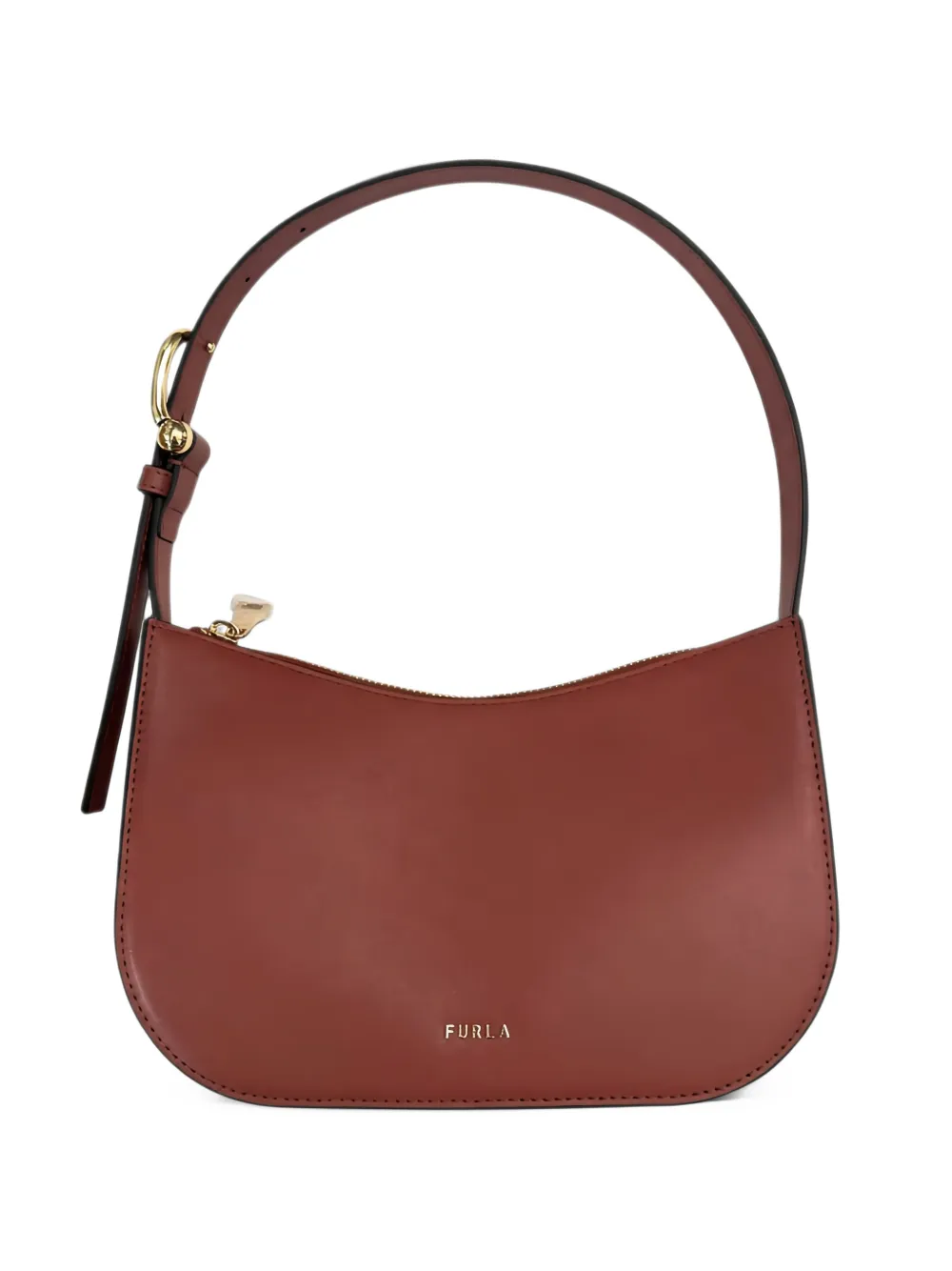 Furla logo-print leather shoulder bag - Marrone