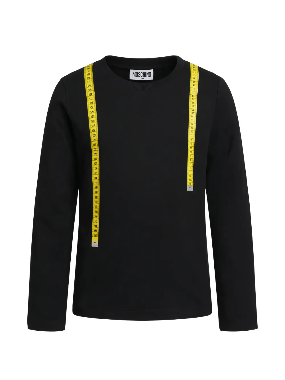 Moschino Kids tape-measure print long-sleeve T-shirt Zwart