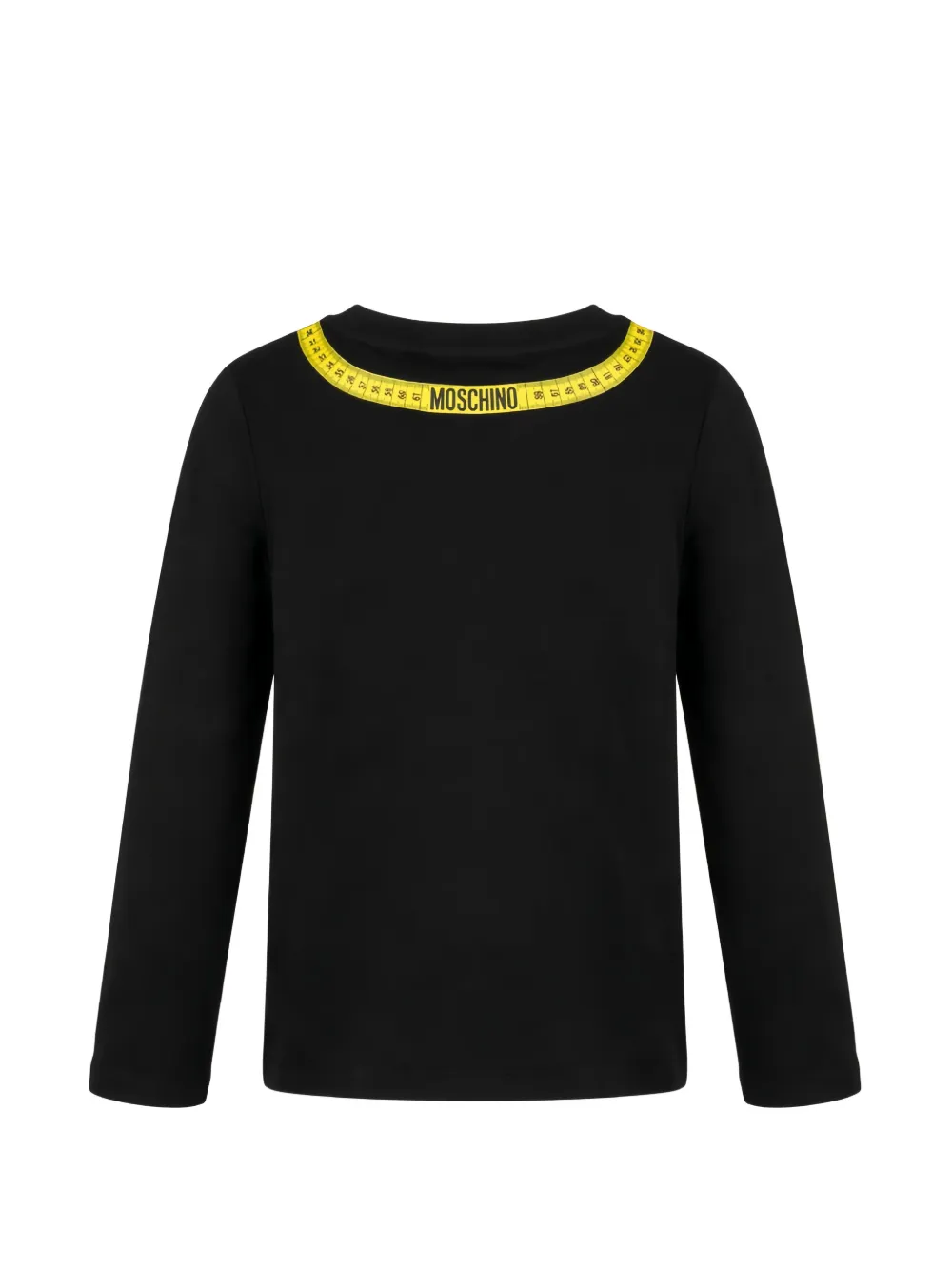 Moschino Kids tape-measure print long-sleeve T-shirt Zwart