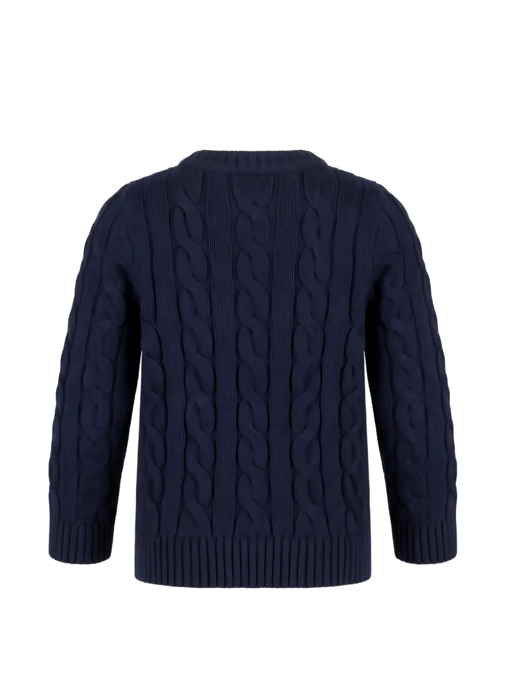 SUN68 KIDS cable-knit embroidered-logo sweater Blauw