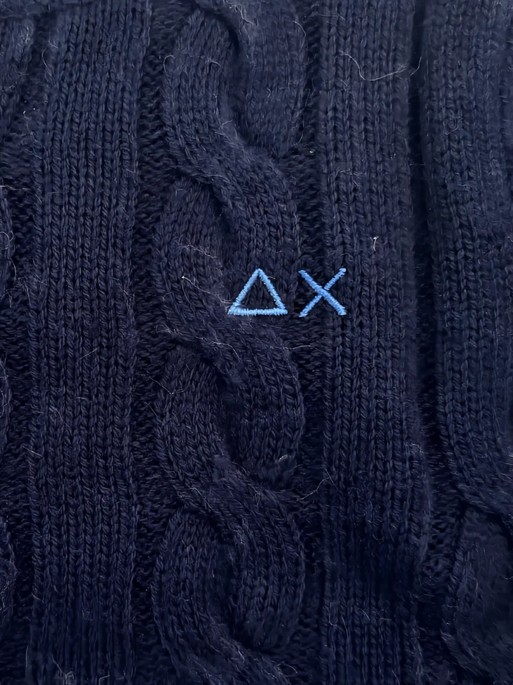 SUN68 KIDS cable-knit embroidered-logo sweater Blauw