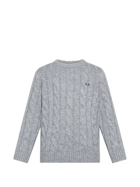 SUN68 KIDS cable-knit embroidered-logo sweater