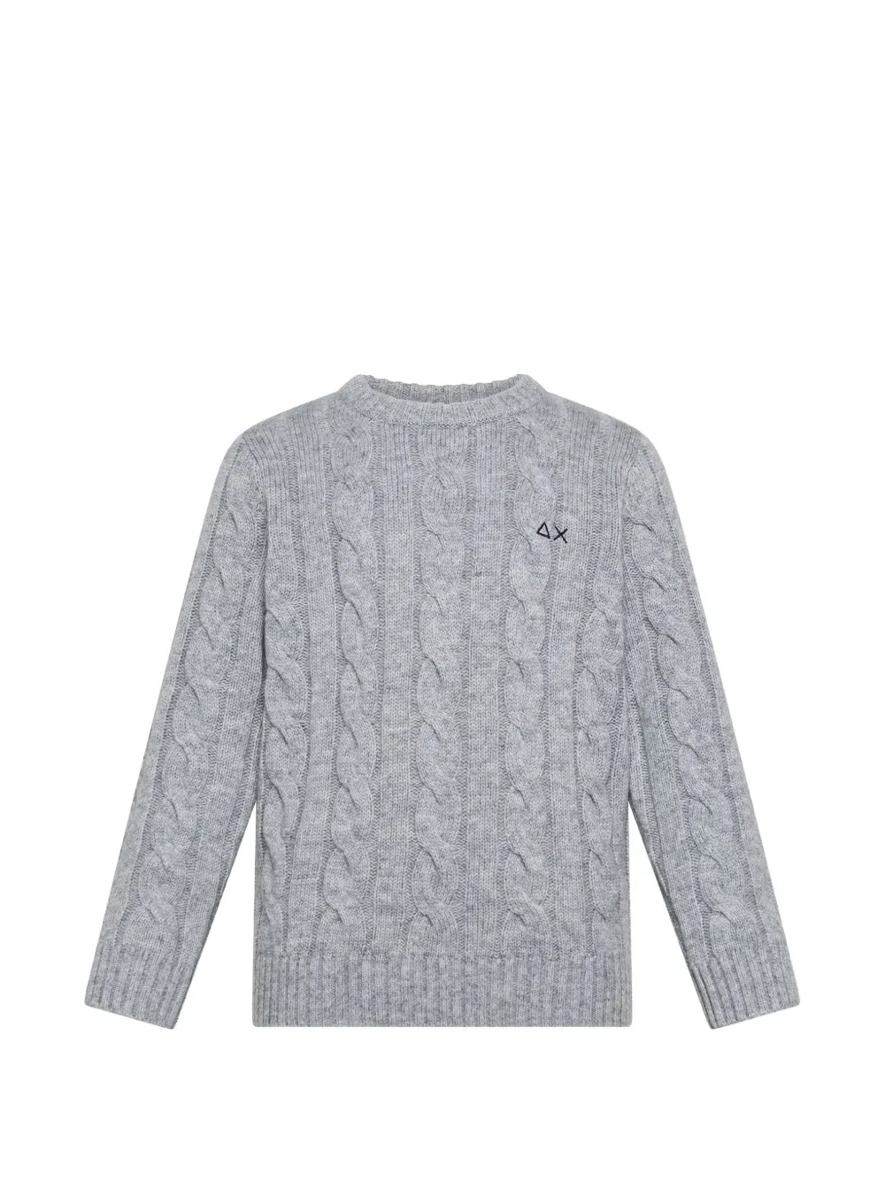 SUN68 KIDS cable-knit embroidered-logo sweater Grijs