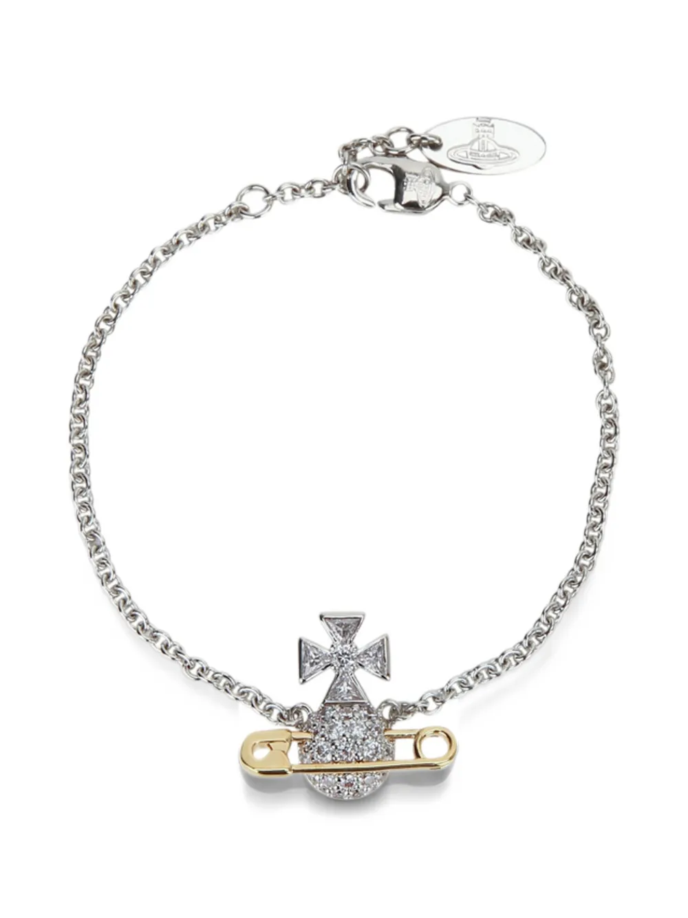Vivienne Westwood Orb safety-pin bracelet - Argento