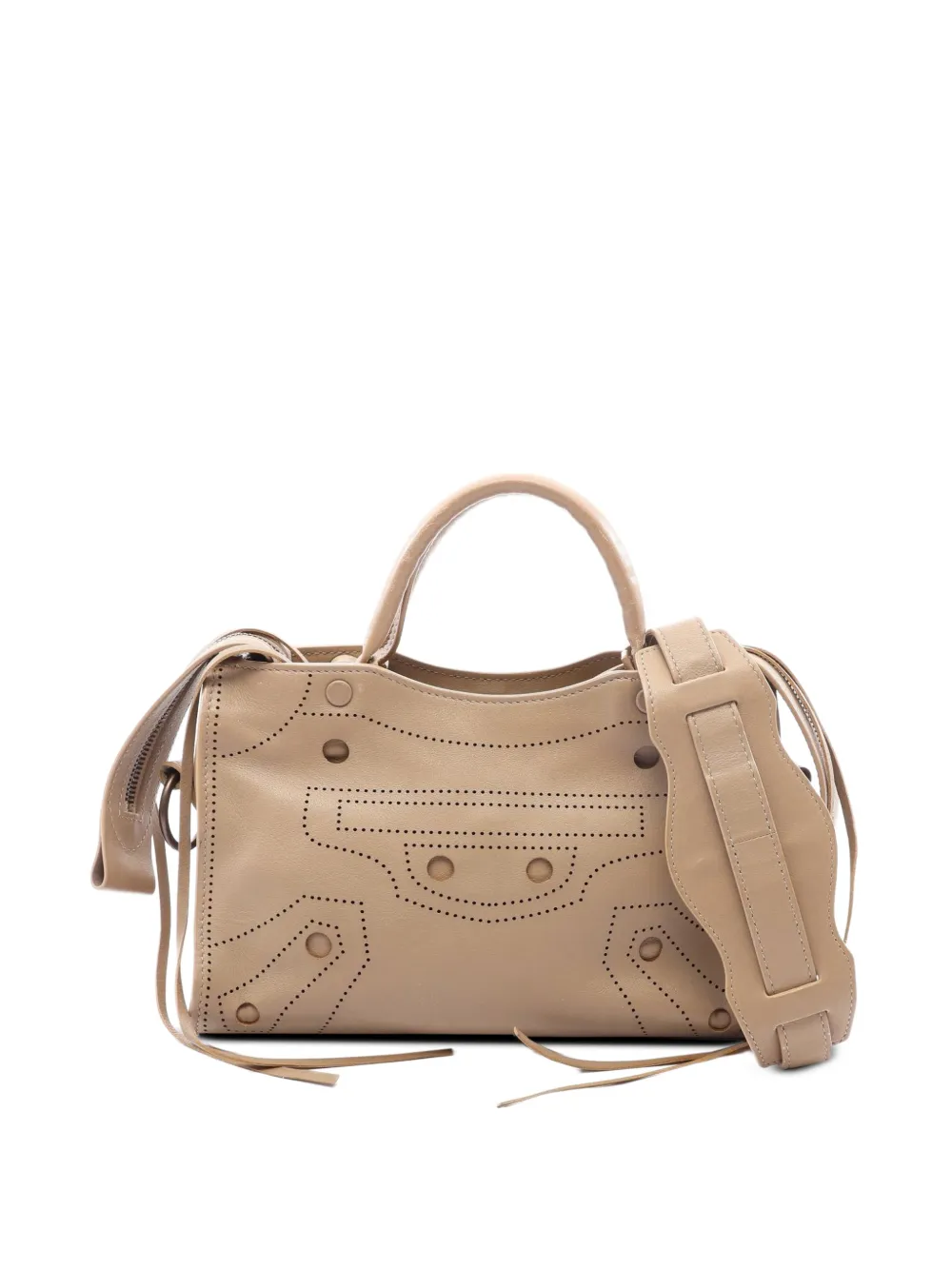 Balenciaga Pre-Owned 2010-2026 Mini Leather Motocross Blackout City satchel - Nude