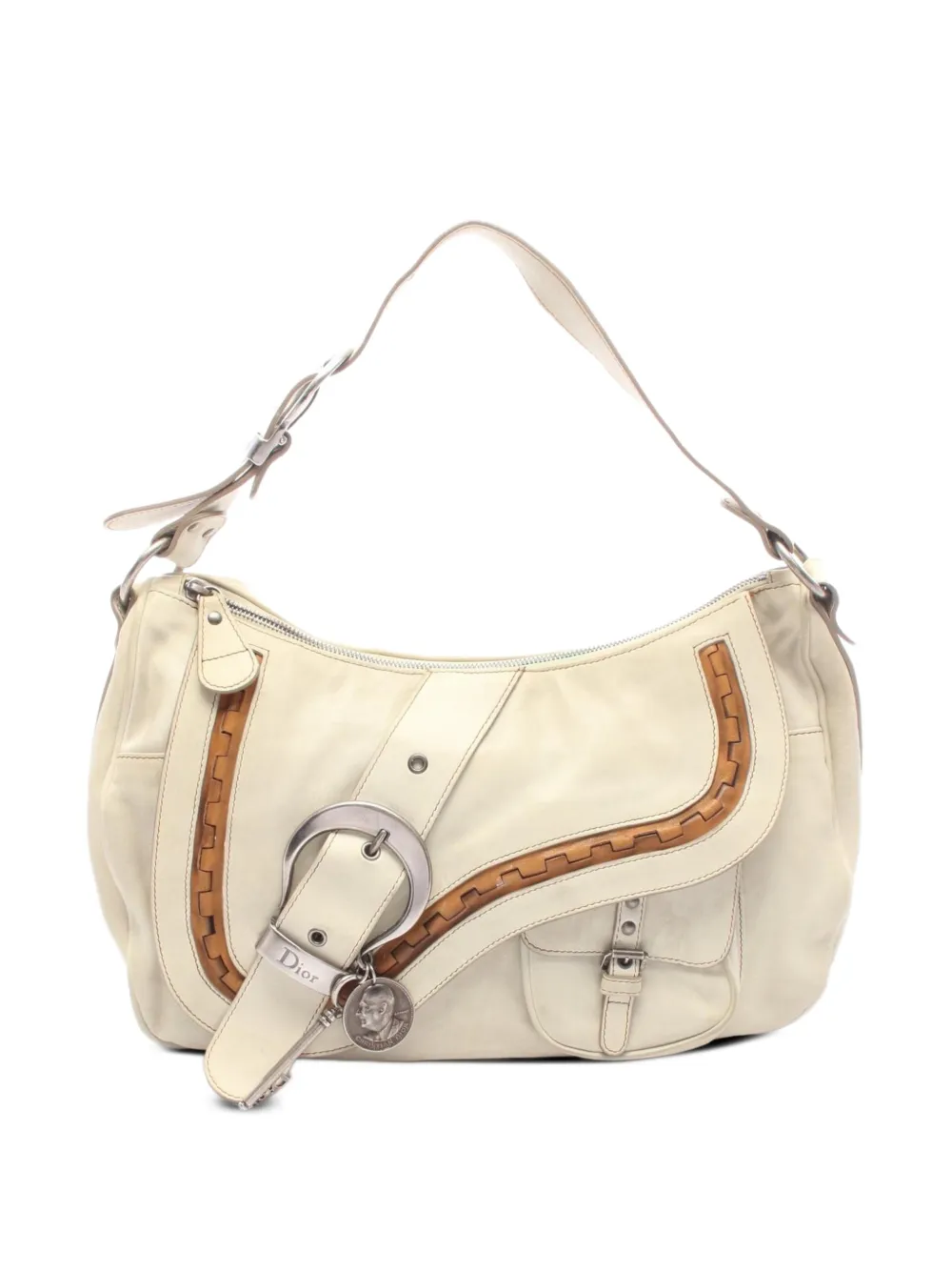 Christian Dior Pre-Owned 2000-2015 Calfskin Gaucho Double Saddle shoulder bag - Neutrals