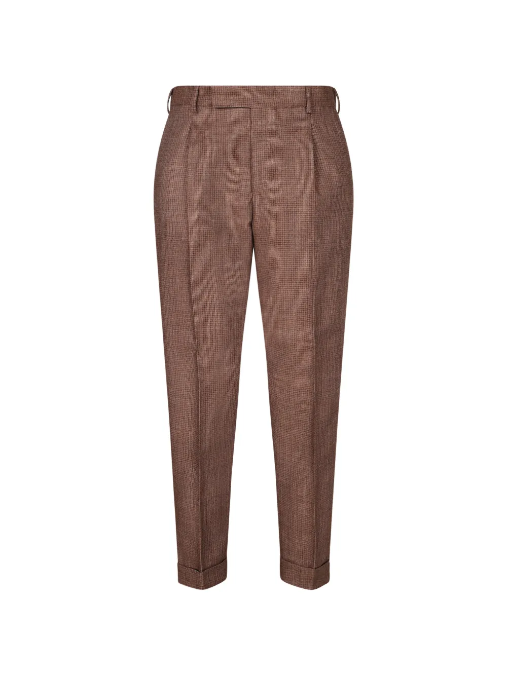 PT Torino pleated micro-check trousers - Marrone
