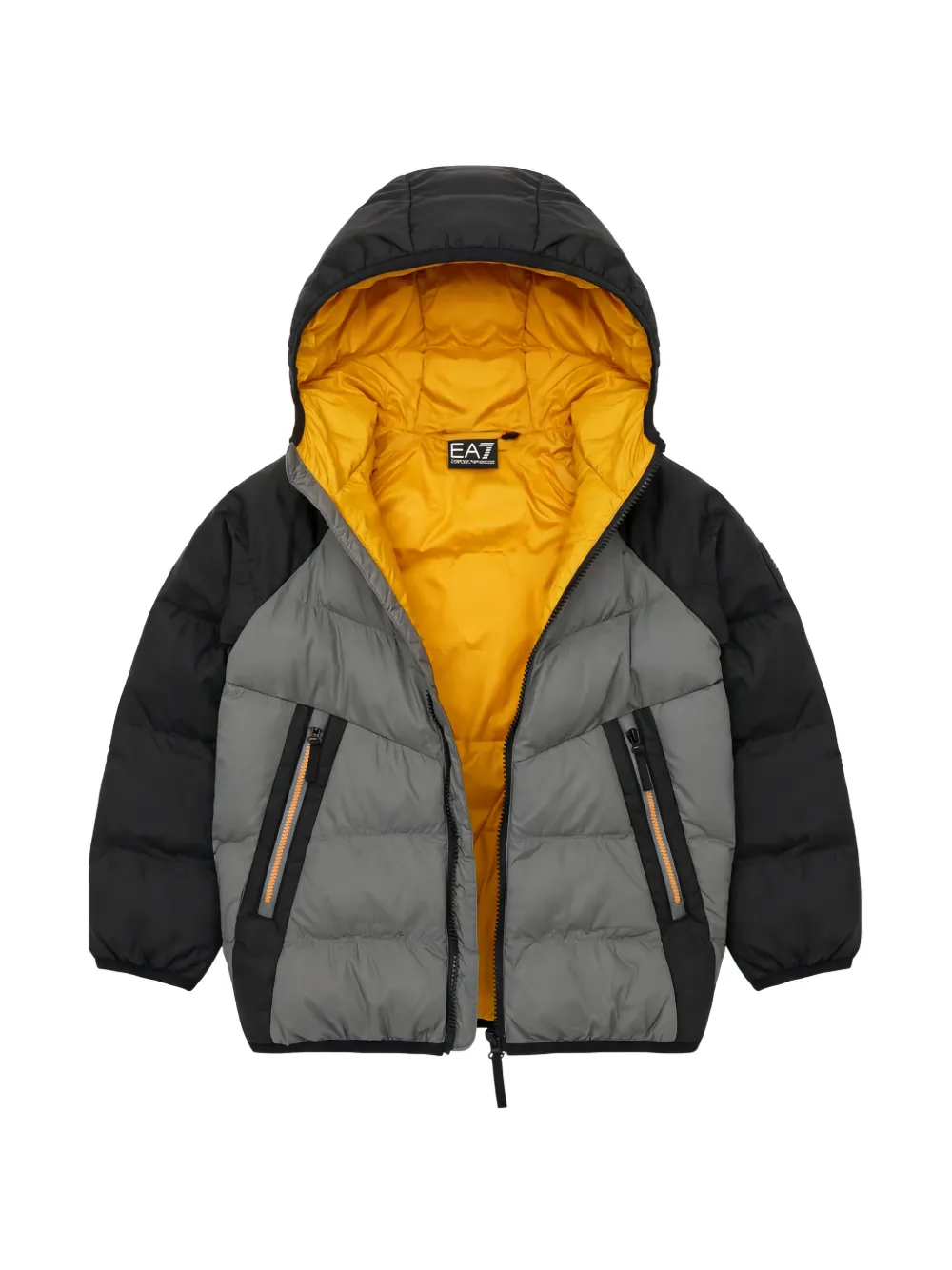 Ea7 Emporio Armani quilted hooded jacket Zwart
