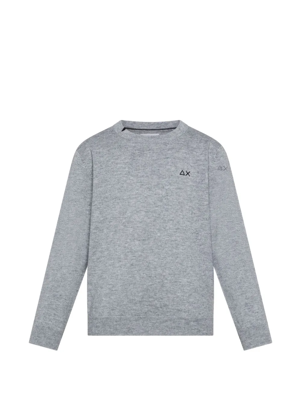 SUN68 KIDS logo-embroidered crew-neck sweater Grijs