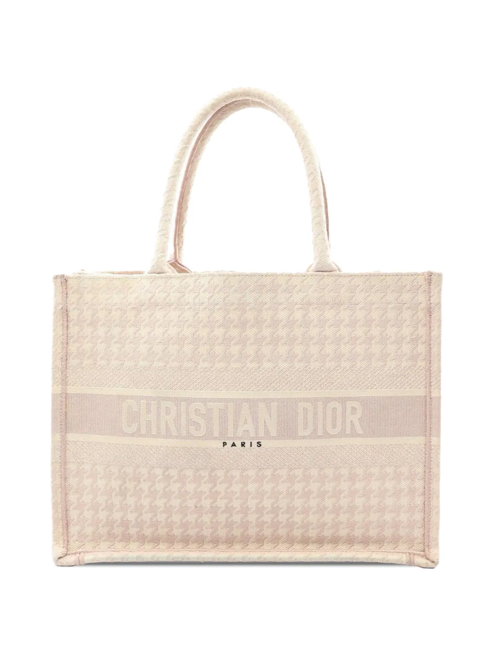 Christian Dior Pre-Owned 2000-2026 Medium Canvas Houndstooth Embroidered Book tote bag - Rosa