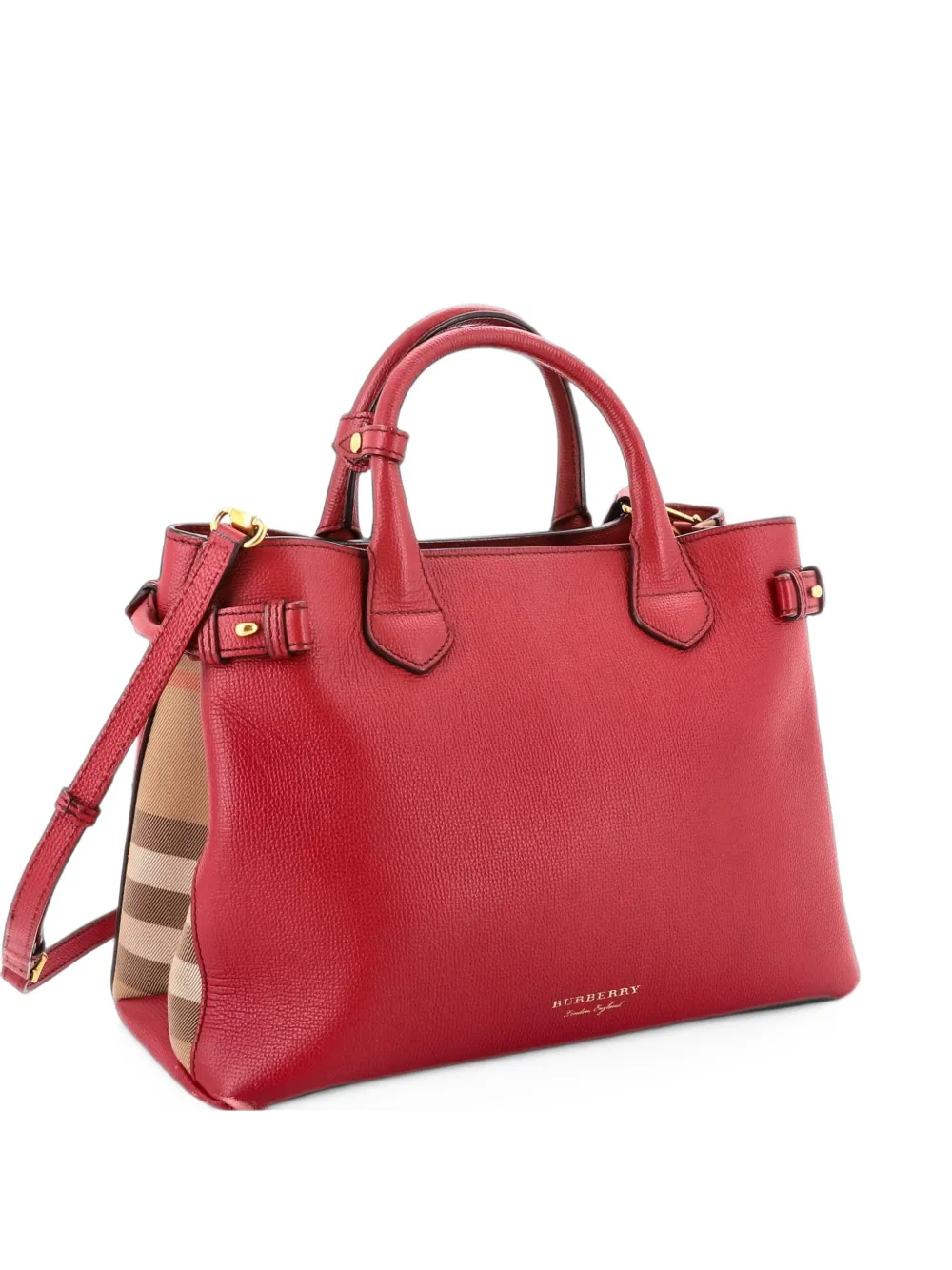 Burberry Pre-Owned Banner Tote Leather and House Check Canvas Medium satchel - Pink